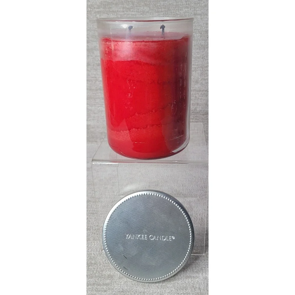 Yankee Candle SPARKLING CINNAMON 22 OZ Large‎ 2 Wicks Red Candle Burned Once